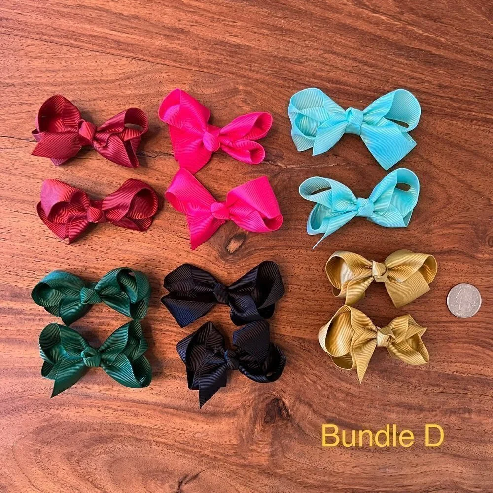 Grosgrain Ribbon Bow x12 Assorted Colors Bundle D